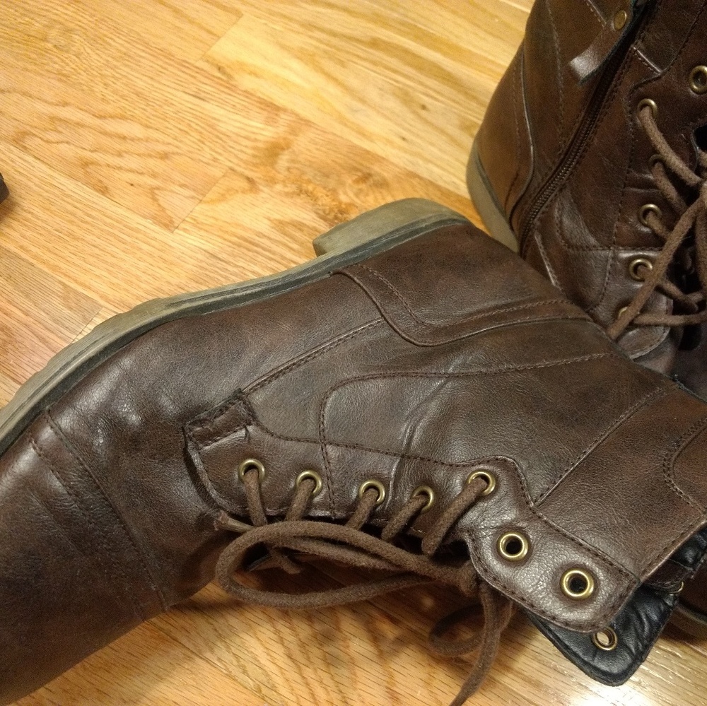 Leather combat boots